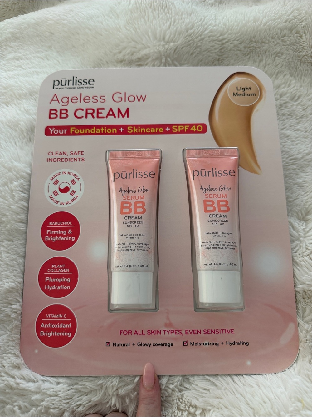 Purlisse Ageless Glow Serum BB Cream with SPF 40 Light Medium 1.4 oz x2 Pack NW - Picture 4 of 4